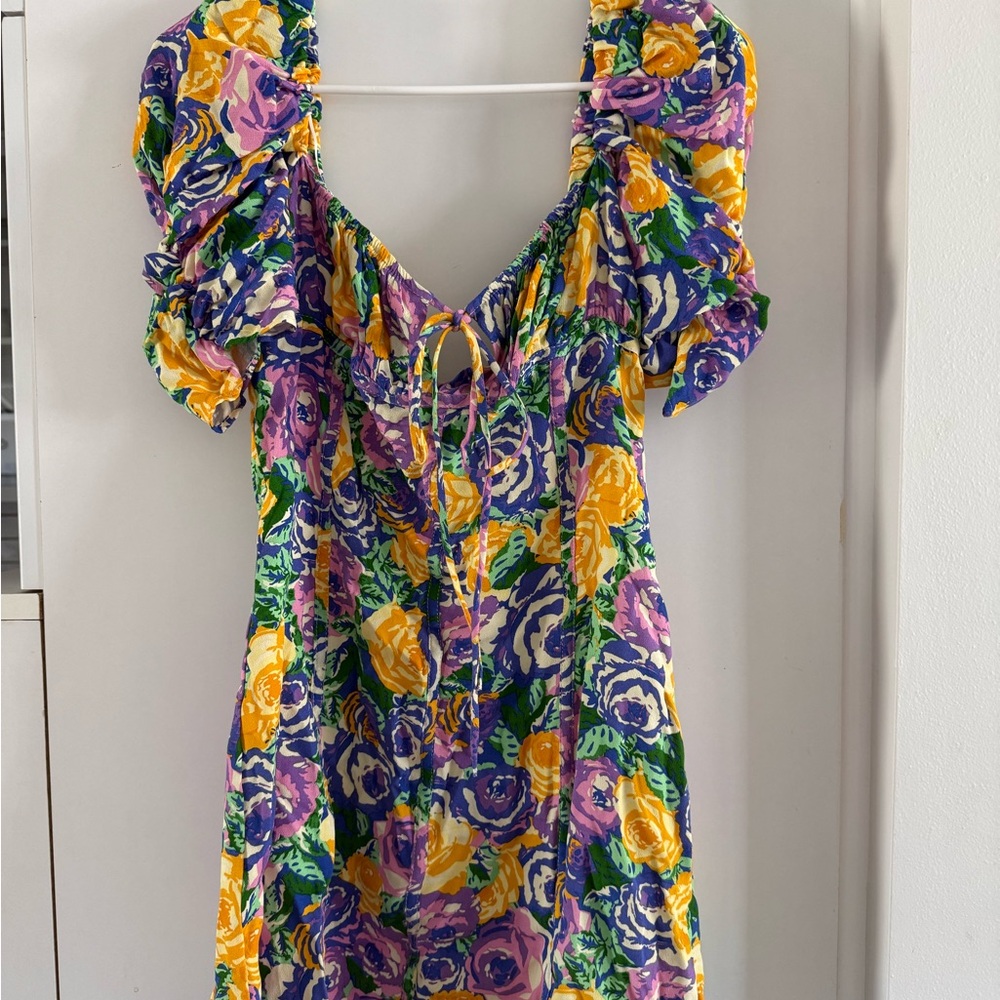 Zara Purple and Yellow Floral Mini Dress- NWT